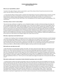 A Career in Science Editing: Katja Brose What are your