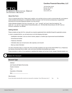 cfs customer record form - Carolina Financial Group