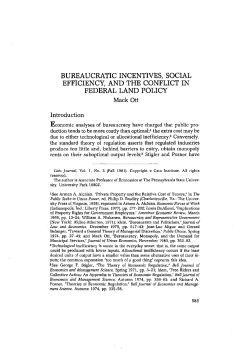 Bureaucratic Incentives,Social Efficiency, And The