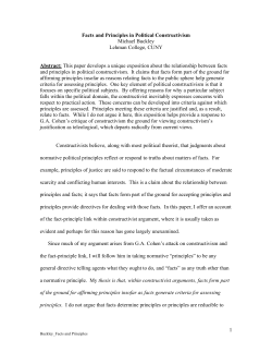 1 Facts and Principles in Political Constructivism Michael Buckley