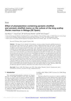 Effect of phytoplankton containing paralytic shellfish and amnesic