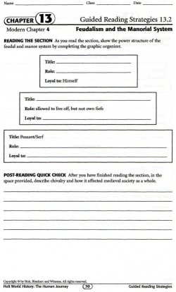 Guided Reading Strategies 13.2 Feudalism and the Manorial System