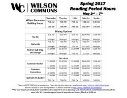 Spring 2017 Reading Period Hours May 3rd