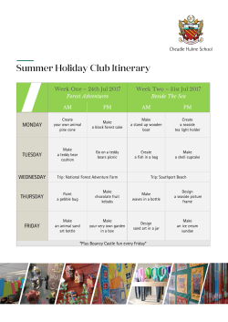 CHS Summer Holiday Club Itinerary 2017