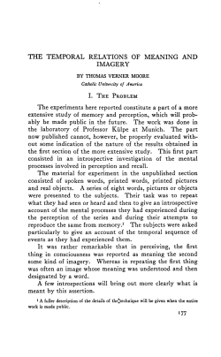 THE TEMPORAL RELATIONS OF MEANING AND IMAGERY The