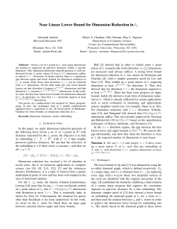 Near Linear Lower Bound for Dimension Reduction in l1