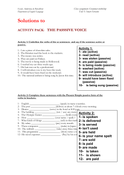 SOLUTIONS to PASSIVE Activity pack