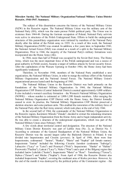 Miroslaw Surdej. The National Military Organization/National Military