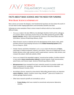 FACTS ABOUT BASIC SCIENCE AND THE NEED FOR FUNDING