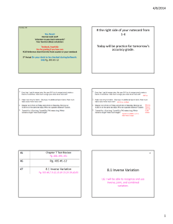 8.1 Inverse Variation