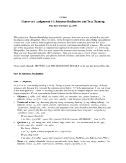 Homework Assignment #1: Sentence Realization and Text Planning