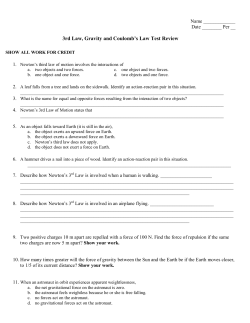 3rd Law, Gravity and Coulomb`s Law Test Review