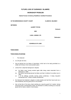 future loss of earnings / blamire: workshop