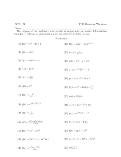 MTH 124 FS15 Derivative Worksheet Name: The purpose of this