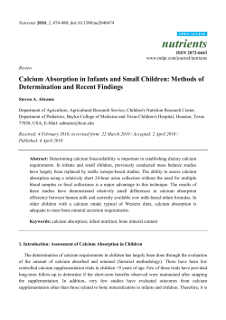 Calcium Absorption in Infants and Small Children: Methods of