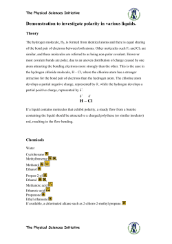 Demonstration to investigate polarity in various liquids