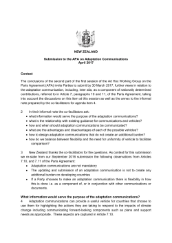 NEW ZEALAND Submission to the APA on Adaptation