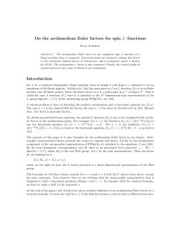 On the archimedean Euler factors for spin L&ndash;functions Introduction