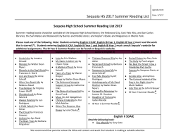 Sequoia HS 2017 Summer Reading List
