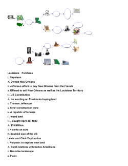 Louisiana Purchase I. Napoleon A. Owned New Orleans 1. Jefferson
