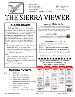 Coming Events - Sierra View Elementary School