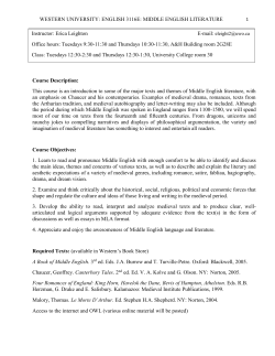 ENGLISH 3116E: MIDDLE ENGLISH LITERATURE Course