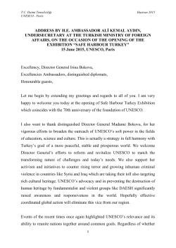 address by he ambassador ali̇ kemal aydin, undersecretary at the