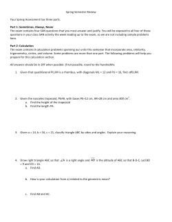 Spring Semester Review Your Spring Assessment has