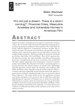 “It`s not just a dream. There is a storm coming!”: Financial Crisis