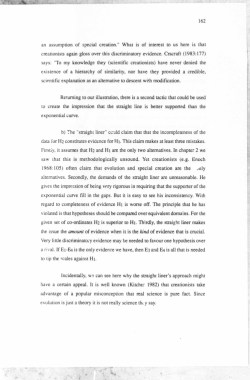 162 an assumption of special creation." What is of interest to us here