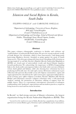 Islamism and Social Reform in Kerala, South India