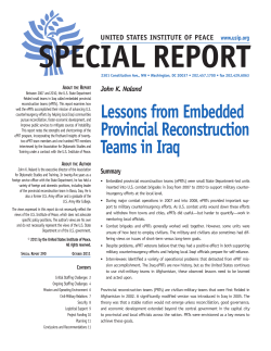 Lessons from Embedded Provincial Reconstruction Teams in Iraq