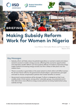 Making Subsidy Reform Work for Women in Nigeria