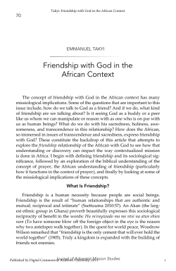 Friendship with God in the African Context