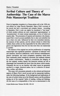 Scribal Culture and Theory of Authorship: The Case of the Marco