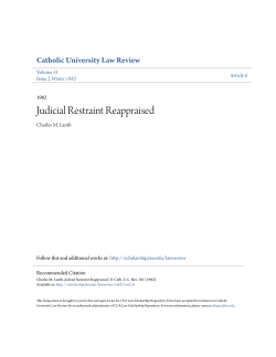 Judicial Restraint Reappraised - CUA Law Scholarship Repository