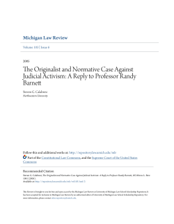 The Originalist and Normative Case Against Judicial Activism: A