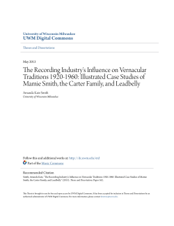 The Recording Industry`s Influence on Vernacular Traditions 1920