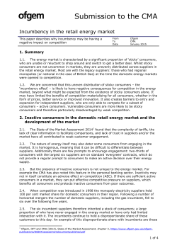 Submission on incumbency in the retail energy market