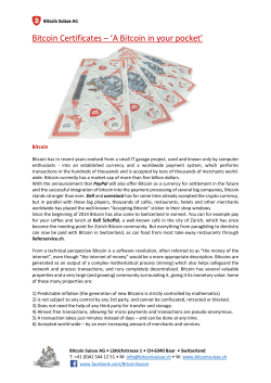 Bitcoin Certificates – `A Bitcoin in your pocket`