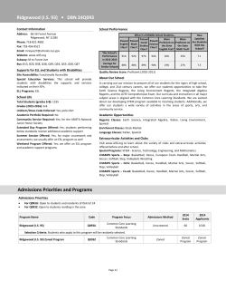 Ridgewood (I.S. 93) &bull; DBN 24Q093 Admissions Priorities and