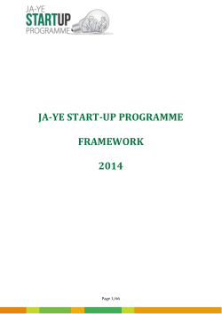 JA-YE START-UP PROGRAMME FRAMEWORK 2014
