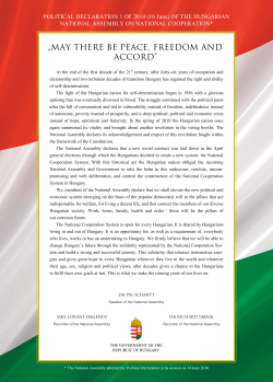 of the Hungarian National Assembly on National Cooperation