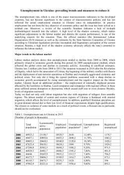 Unemployment in Ukraine: prevailing trends and measures to reduce it