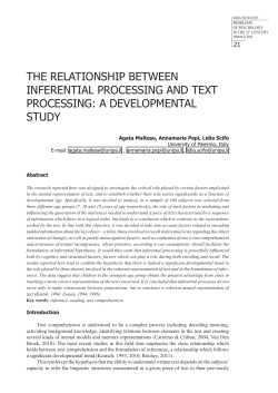 THE RELATIONSHIP BETWEEN INFERENTIAL PROCESSING AND