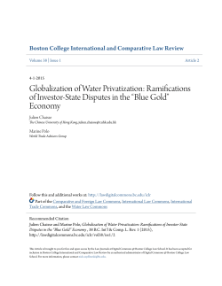 Globalization of Water Privatization: Ramifications of Investor