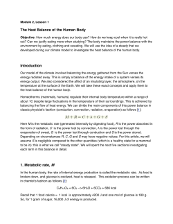 The Heat Balance of the Human Body Introduction 1