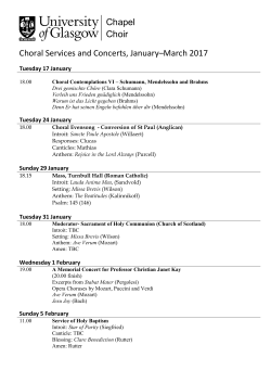 Choral Services and Concerts, January&ndash;March 2017 Chapel Choir