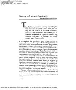 Literacy and Intrinsic Motivation