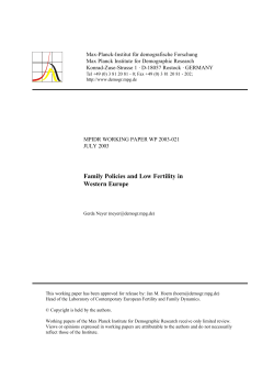 Family Policies and Low Fertility in Western Europe